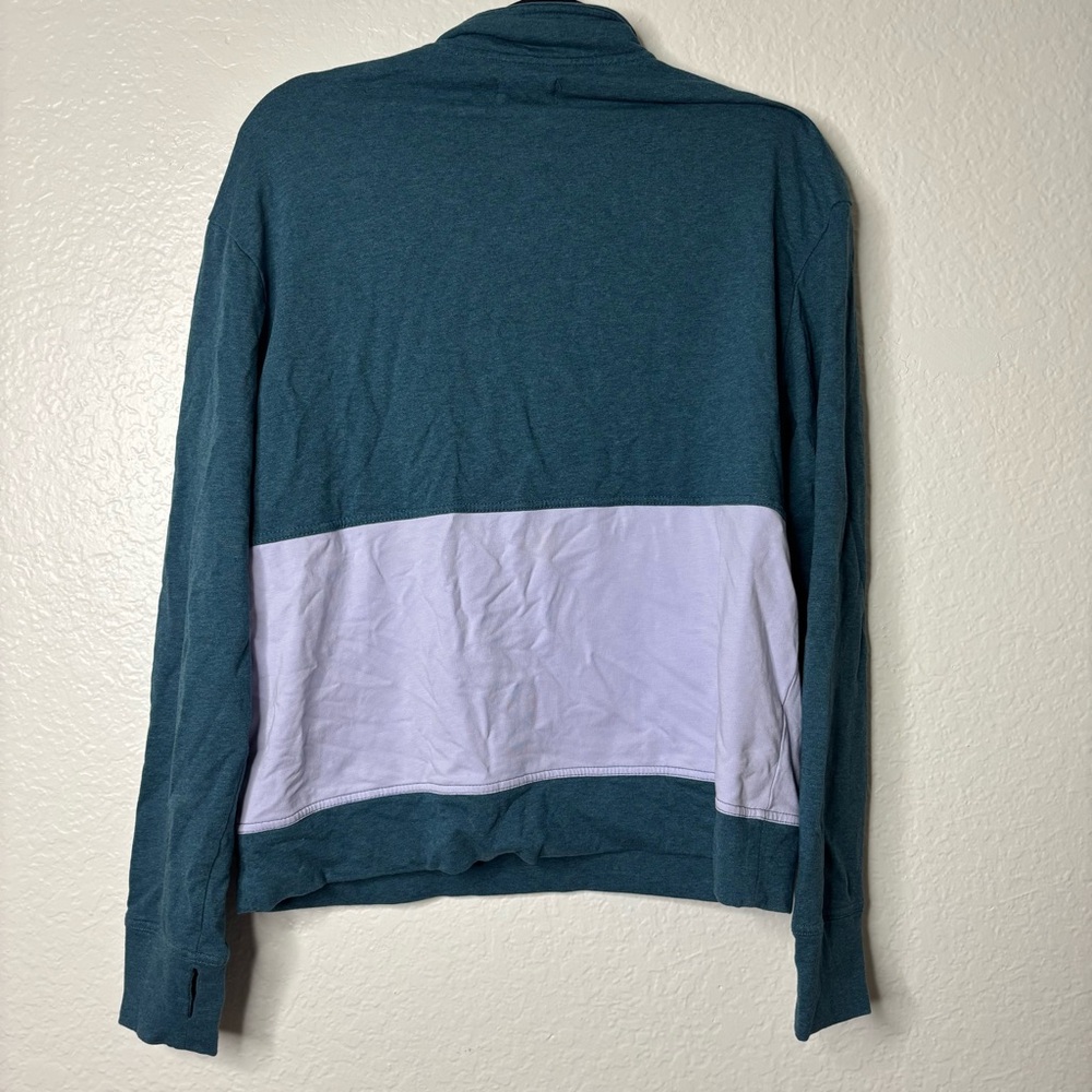 Pact Studio Quarter Zip Lightweight Sweater Green Grape Leaf/Wild Orchid Medium - Picture 5 of 5